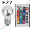 Светодиодная лампа (LED) E27 3Вт, 220В, 16 цветов, с пультом управления
